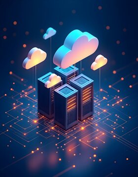 An illustration of modern cloud hosting services
