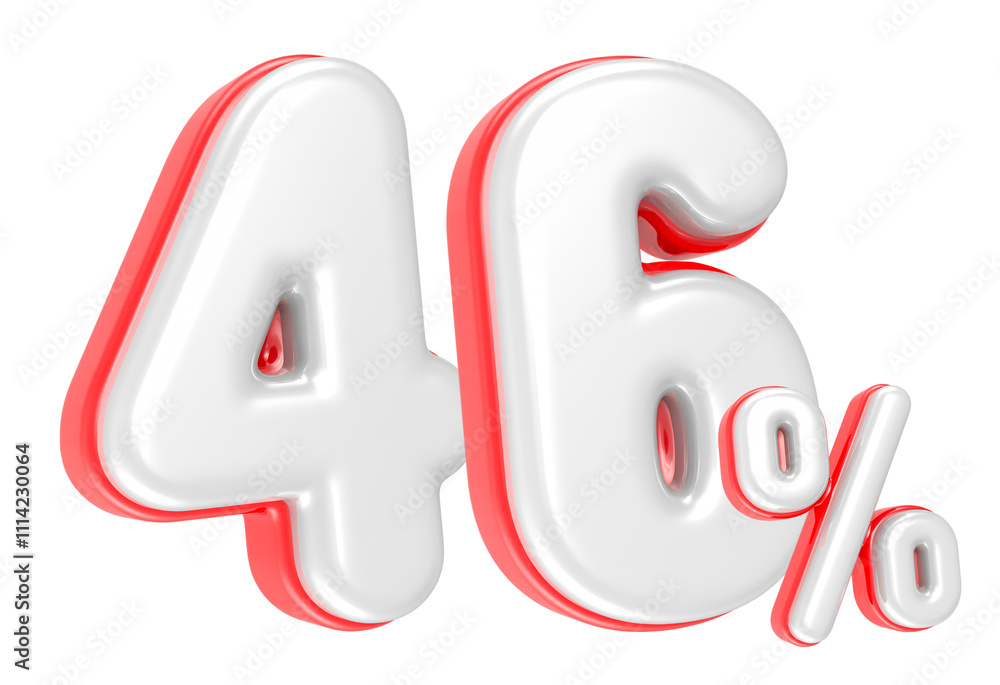 Poster 3d rendering number 46 percent isolated