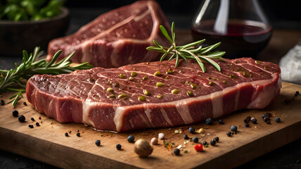 Fototapeta premium Mouthwatering Ribeye Steak with Tomatoes and Rosemary Garnish
