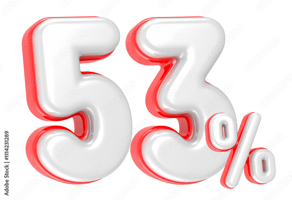 Poster 3d rendering number 53 percent isolated