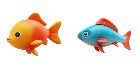 3d render fish isolated on transparent background Cartoon Illustration in plastic style