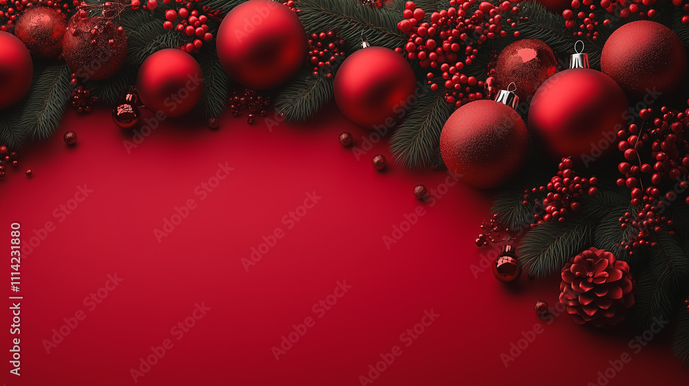 Aufkleber a red background with a bunch of red balls and berries. the balls are arranged in a way that they lo