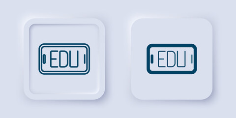 Filled and outline Online education and graduation icon isolated on grey background. Online teacher on monitor. Webinar and video seminar learning. Square button. Vector