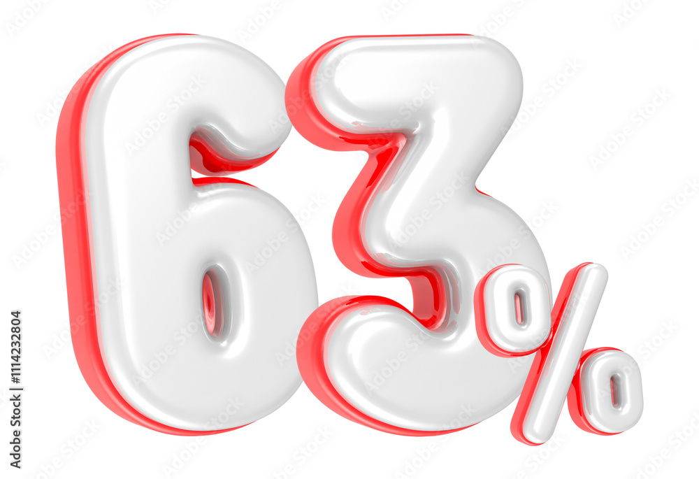 Poster 3d rendering number 63 percent isolated