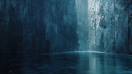 Dark Dramatic Industrial Background with Textured Walls and Reflections in Gigapixel Quality