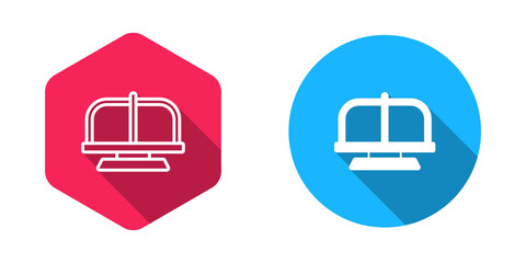 Filled and outline Attraction carousel icon isolated with long shadow background. Amusement park. Childrens entertainment playground, recreation park. Vector