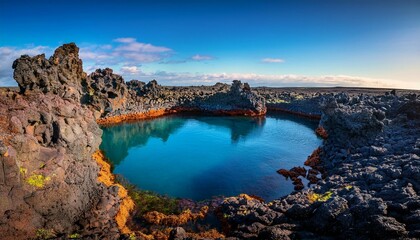 lava rock pool called brimketill is very interesting spot in reykjanes peninsula in iceland tourism in iceland