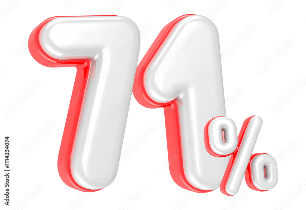 Poster 3d rendering number 71 percent isolated