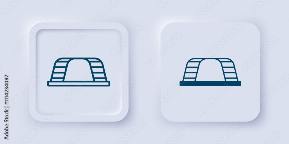 Poster filled and outline monkey bar icon isolated on grey background. square button. vector