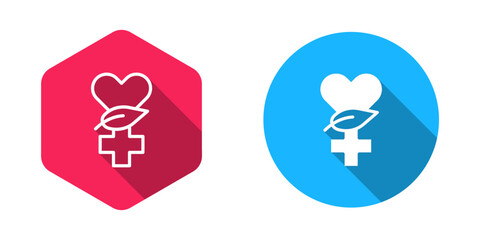 Filled and outline Ethnoscience icon isolated with long shadow background. Gardening, ethnoscience and organic concept. Vector