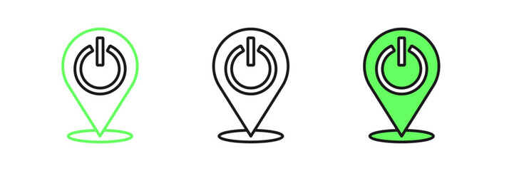 Set line Power button icon isolated on white background. Start sign. Vector