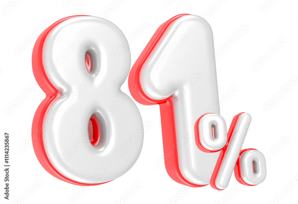 Poster 3d rendering number 81 percent isolated