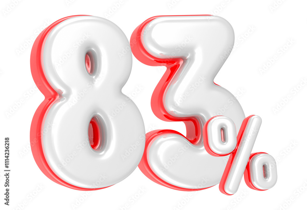 Poster 3d rendering number 83 percent isolated