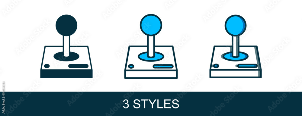 Aufkleber filled outline joystick for arcade machine icon isolated on white background. joystick gamepad. vect