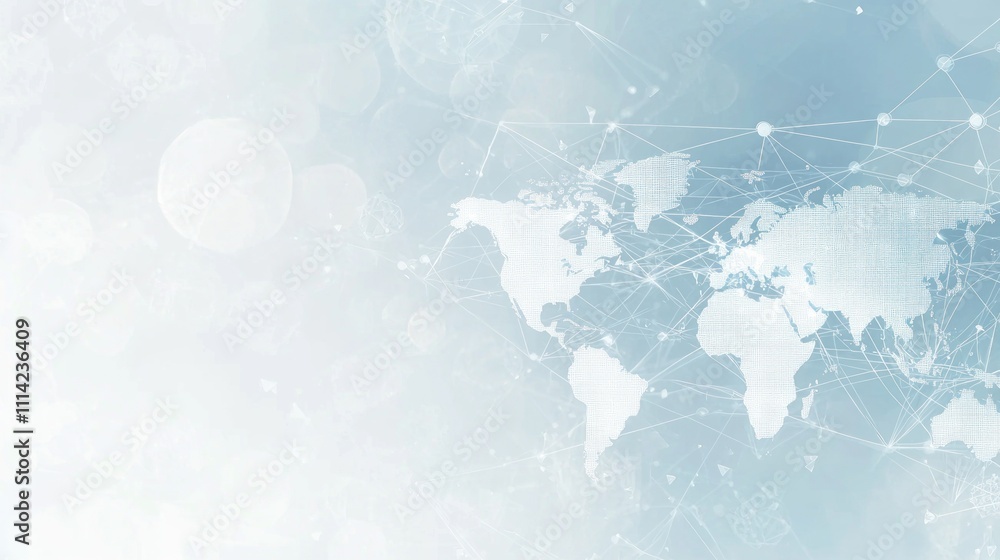 Aufkleber a soft, abstract representation of a world map with digital elements, symbolizing global connectivit
