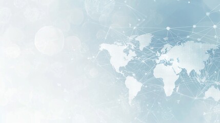 A soft, abstract representation of a world map with digital elements, symbolizing global connectivity and technology.