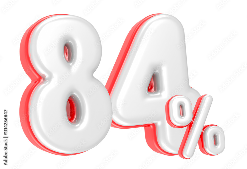 Poster 3d rendering number 84 percent isolated