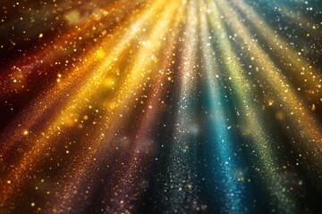 Radiant light rays illuminating colorful particles abstract concept digital art environment vibrant atmosphere