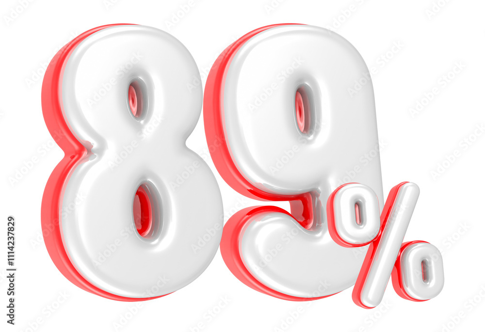 Poster 3d rendering number 89 percent isolated