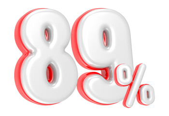 3d rendering Number 89 Percent isolated