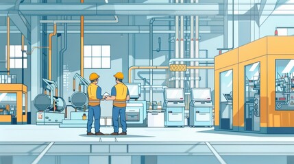 Cartoon depicting the safety protocols in a modern factory