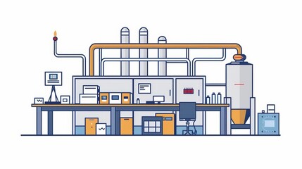 Fototapeta premium Cartoon of a clean and safe factory with AI-driven safety protocols