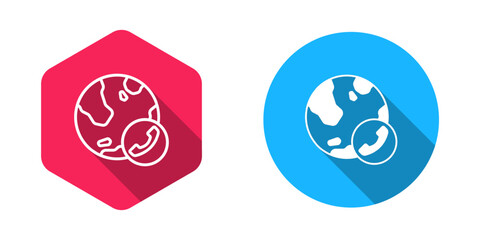 Filled and outline Video chat conference icon isolated with long shadow background. Online meeting work form home. Remote project management. Vector