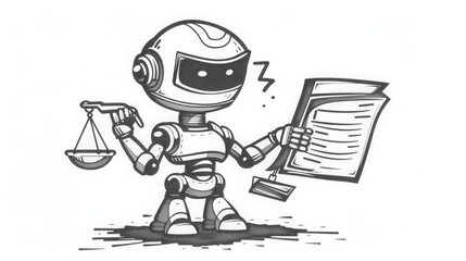 Cartoon of a robot ensuring compliance with environmental laws