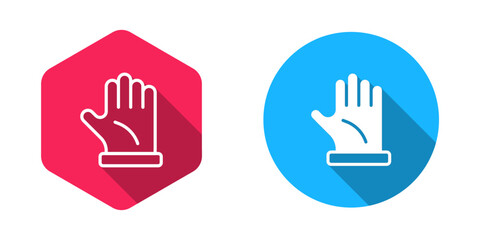Filled and outline Beekeeper glove icon isolated with long shadow background. Vector