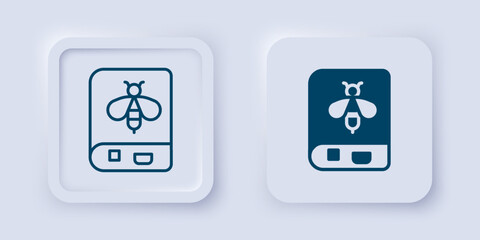 Filled and outline Book about bee icon isolated on grey background. Sweet natural food. Honeybee or apis with wings symbol. Flying insect. Square button. Vector