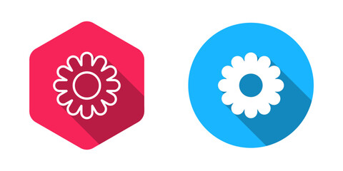 Filled and outline Flower icon isolated with long shadow background. Sweet natural food. Vector