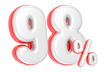 3d rendering Number 98 Percent isolated