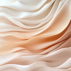 Obraz premium Abstract background of flowing, beige and white fabric with soft waves and gradient.