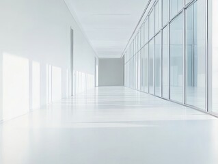 Obraz premium Modern Empty Corridor with Glass Walls