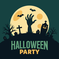 Halloween Scene with Pumpkins and Ghosts on White Background