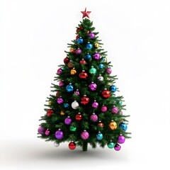 Decorated Christmas tree with colorful ornaments and star. (1)