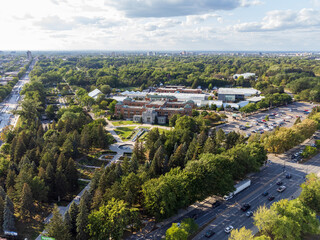 Aerial view of the Montreal Botanical Garden in summer. Montreal, Quebec, Canada.