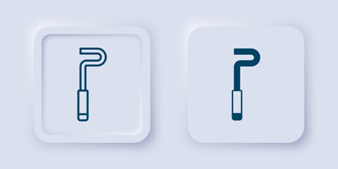 Filled and outline Fire poker icon isolated on grey background. Square button. Vector