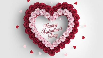 Obraz premium Valentines Day heartshaped rose frame with falling hearts HD quality