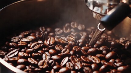 Brewing coffee beans roasting process coffee shop culinary art indoor close-up flavor development
