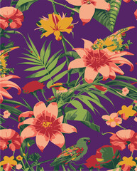 botanical floral vector seamless pattern with roses herbs and leaves big set background with flowers