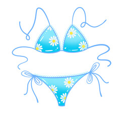 Blue bikini with daisy 