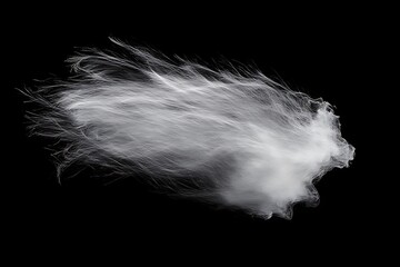 Fototapeta premium Abstract white plume of smoke or vapor isolated on black background.