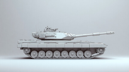 Fototapeta premium 3D clay model of tank in soft colors, showcasing intricate details and sleek design. tank is positioned against neutral background, emphasizing its structure and form