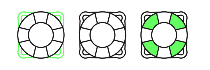 Set line Lifebuoy icon isolated on white background. Lifebelt symbol. Vector
