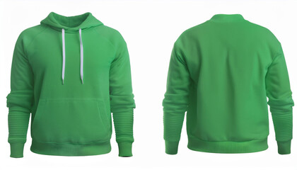 Lime Green Hoodie Sweatshirt Mockup Front Back View Clothing Apparel Design Template