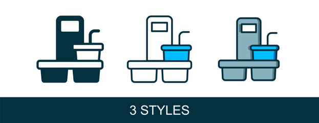 Filled outline Coffee cup to go icon isolated on white background. Vector