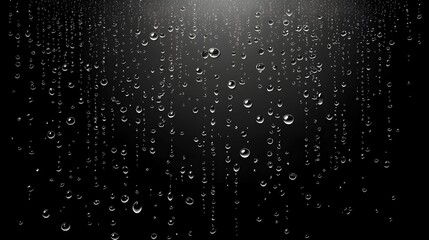 Obraz premium A black and white photo of raindrops on a window