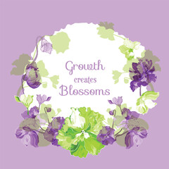 Vector garden illustration with delicate violets