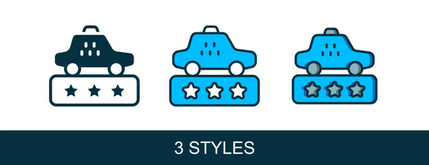 Filled outline Taxi service rating icon isolated on white background. Vector